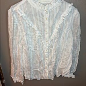 Women's White Ruffled Blouse